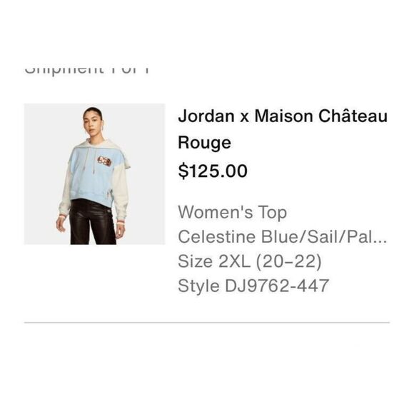 Jordan X Maison Chateau Rouge Womens Hoodie Size 2XL - Picture 1 of 8